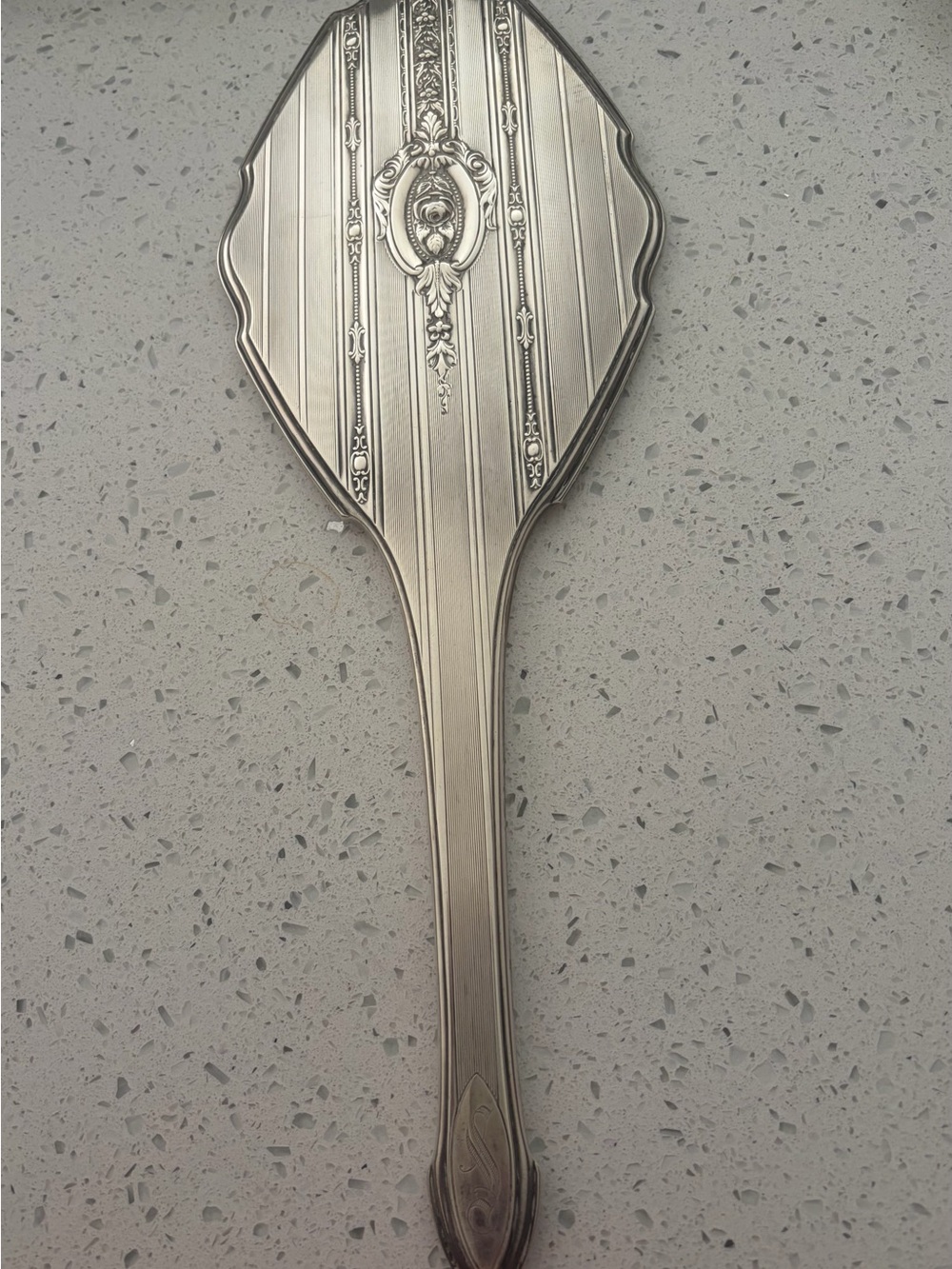 Vintage Sterling Silver Hand Mirror 14” Ornate Floral Vanity Mirror